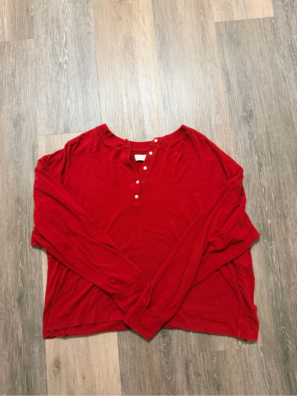 Abercrombie & Fitch Red Long-Sleeve Henley